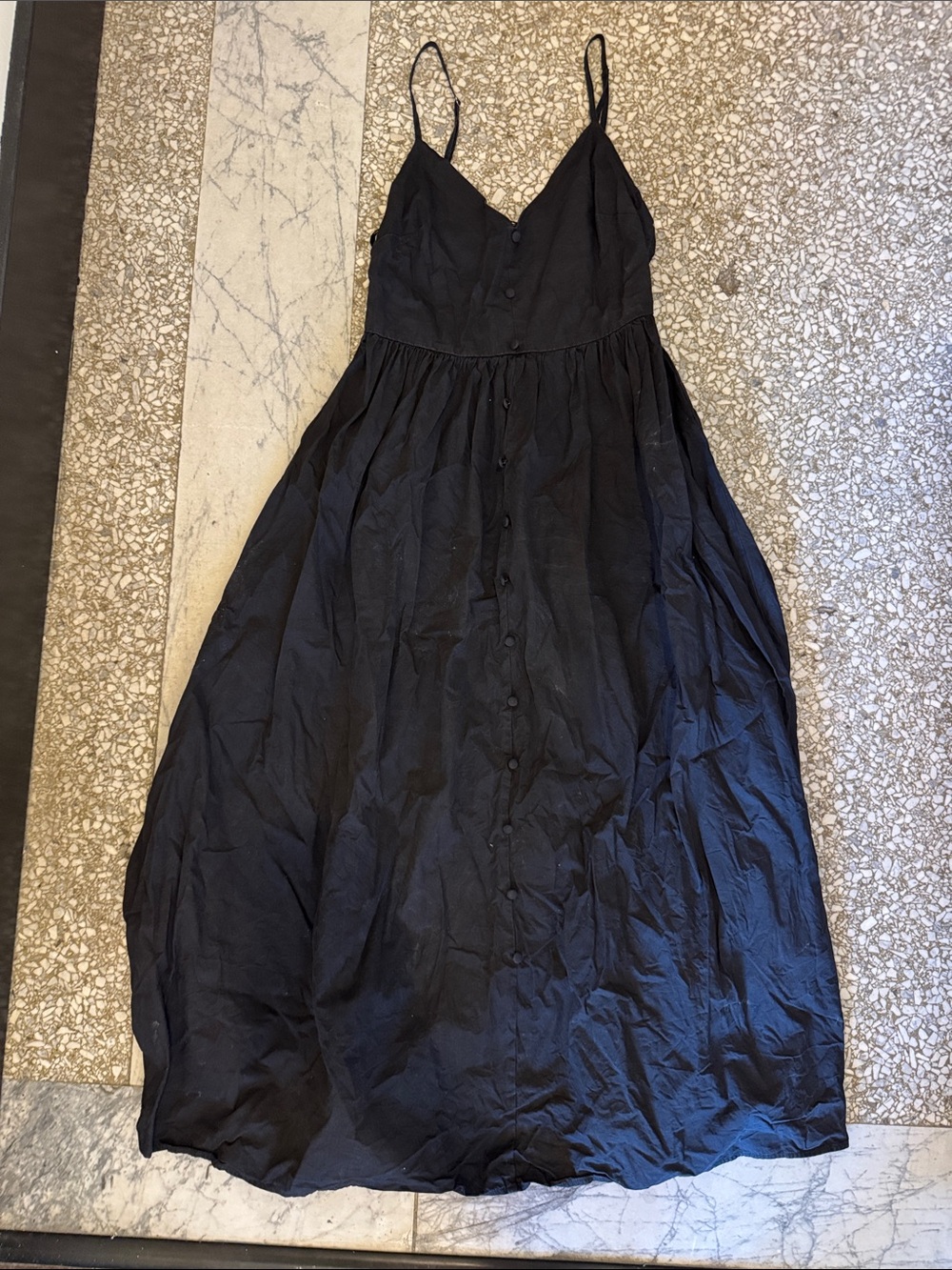 Forever 21 Black Spaghetti Strap Button-Front Maxi Dress